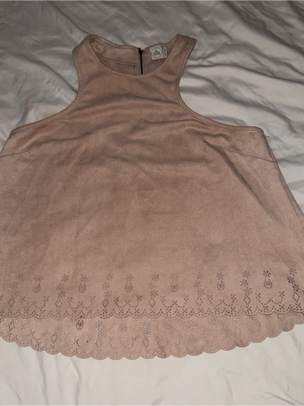 Paper Crane Dusty Rose Scalloped Hem Tank
